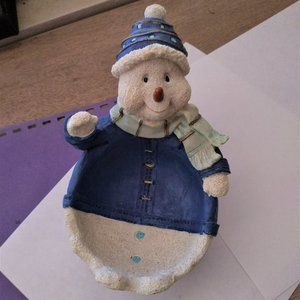 hand crafted snowman dish